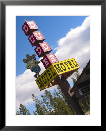 Dude Motel Sign, West Yellowstone, Montana, Usa by Nancy & Steve Ross Pricing Limited Edition Print image