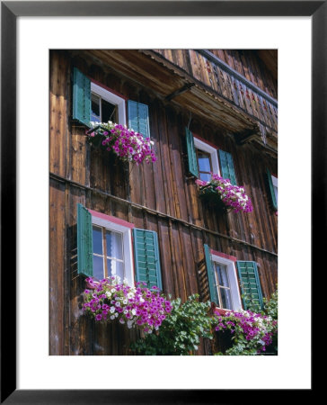Wooden Chalet With Flowers, Hallstatt, Austria, Europe by Jean Brooks Pricing Limited Edition Print image