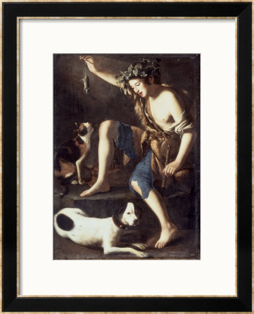 Young Shepherd Playing With A Cat by Tommaso Salini Pricing Limited Edition Print image
