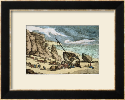 Clearing A Wreck On The North Coast Of Cornwall, From Sketches From Nature, Published 1822 by Thomas Rowlandson Pricing Limited Edition Print image