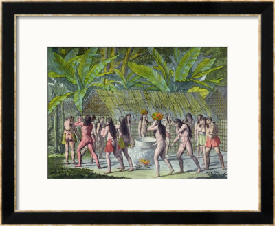 Dance Of The Camacani Indians, Brazil, From Le Costume Ancien Et Moderne by D.K. Bonatti Pricing Limited Edition Print image