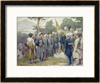 Caucasian Leader Shamil (Circa 1798-1871) Surrendering To Count Baryatinsky In 1859, 1880 by Aleksei Danilovich Kivshenko Pricing Limited Edition Print image