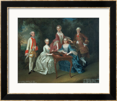 Group Portrait Of The Harrach Family Playing Backgammon Including General Count Ferdinand Harrach by Johann Wilhelm Hoffnas Pricing Limited Edition Print image