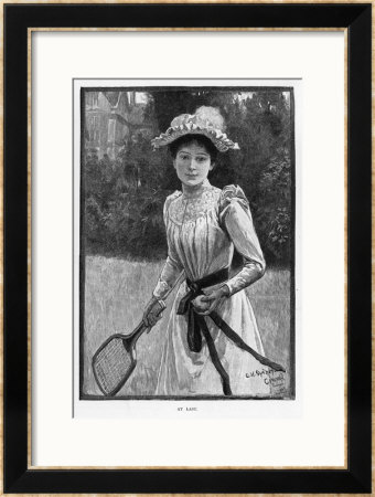 An Elegantly If Unsuitably Dressed Player Prepares To Serve by G.H. Sydney Cowell Pricing Limited Edition Print image