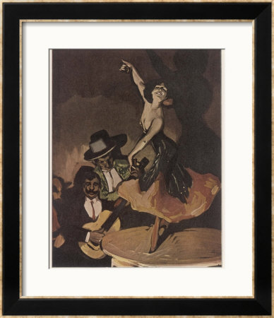 Woman Dancing The Fandango On A Table To The Accompaniment Of A Guitar by Ferdinand Von Reznicek Pricing Limited Edition Print image