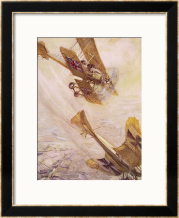 British Avro 504 Biplane Pursues A German Monoplane In A Deadly Aerial Duel by Cyrus Cuneo Pricing Limited Edition Print image