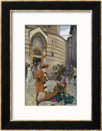 Romeo And Juliet, Act Iii Scene I, The Death Of Mercutio Romeo's Friend by Edwin Austin Abbey Pricing Limited Edition Print image