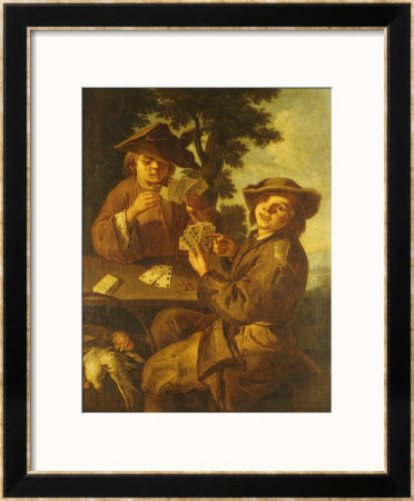 Two Peasant Boys Playing Cards At A Table In A Landscape by Il Todeschini Pricing Limited Edition Print image