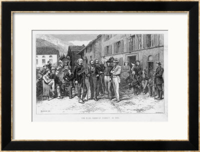 The Club-Room Of Zermatt Including Ulrich Lavener, Franz Andermatten, Peter Taugwalder by Whymper Pricing Limited Edition Print image