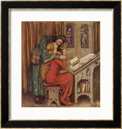 Abelard And Heloise French Scholar And Nun Embracing In The Scriptorium by Eleanor Fortescue Brickdale Pricing Limited Edition Print image