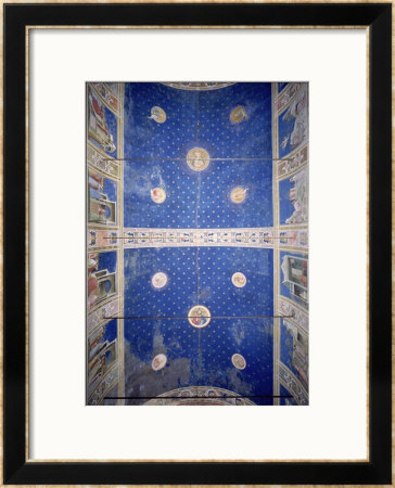 View Of The Ceiling Vault With Medallions Depicting Christ, Madonna And Child And The Doctors by Giotto Di Bondone Pricing Limited Edition Print image