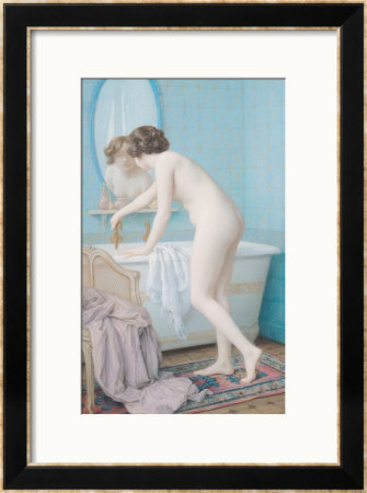 Young Woman Preparing Her Bath by Jules Scalbert Pricing Limited Edition Print image
