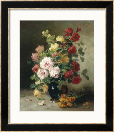 Still Life Of Roses And Wallflowers by Eugene Henri Cauchois Pricing Limited Edition Print image
