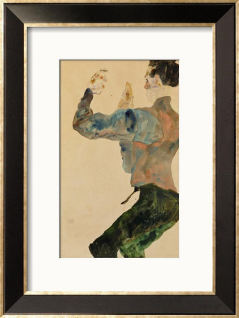 Self-Portrait With Raised Arms, Rear View, 1912 by Egon Schiele Pricing Limited Edition Print image