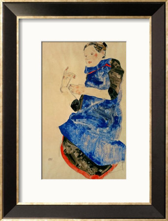 Girl In Blue Apron, 1912 by Egon Schiele Pricing Limited Edition Print image