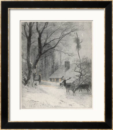 In The Cold Weather The Wild Deer Come Closer To The House by Carl Frederic Aagaard Pricing Limited Edition Print image