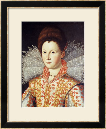 Portrait Of A Lady, Bust Length, Wearing An Embroidered Dress With Lace Ruff Collar by Santi Di Tito Pricing Limited Edition Print image
