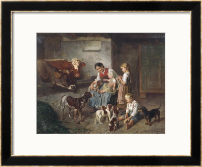 Playing With The Puppies by Adolf Eberle Pricing Limited Edition Print image