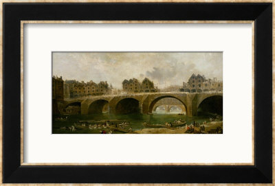 Demolition Of The Houses On The Bridge Notre-Dame In Paris, France, In 1786 by Hubert Robert Pricing Limited Edition Print image