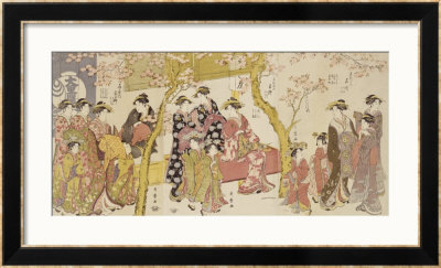 Three Groups Of Courtesans With Their Shinzo And Kamuro by Utamaro Kitagawa Pricing Limited Edition Print image