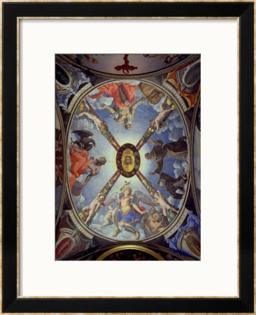 The Ceiling Of The Chapel Of Eleonora Of Toledo Depicting St. Michael Archangel Conquering Satan by Agnolo Bronzino Pricing Limited Edition Print image