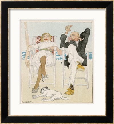 Two Holidaymakers Take Things Easy In Their Beach Chairs by Proessdorf Pricing Limited Edition Print image