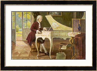 Wolfgang Amadeus Mozart The Austrian Composer Playing An Ornate Harpsichord by T. Beck Pricing Limited Edition Print image