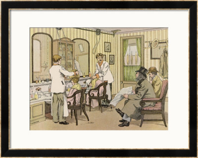 The Interior Of A Barber's Shop: Customers Wait While Others Are Attended To by Francis Bedford Pricing Limited Edition Print image