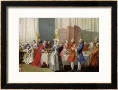 English Tea In The Salon Des Quatre Glaces At The House Of The Prince De Conti Palais Du Temple by Michel Barthelemy Ollivier Pricing Limited Edition Print image