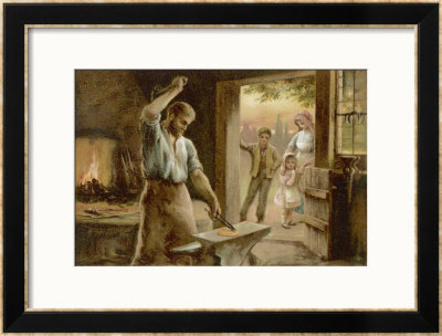 The Village Blacksmith In His Smithy by Herbert Dicksee Pricing Limited Edition Print image
