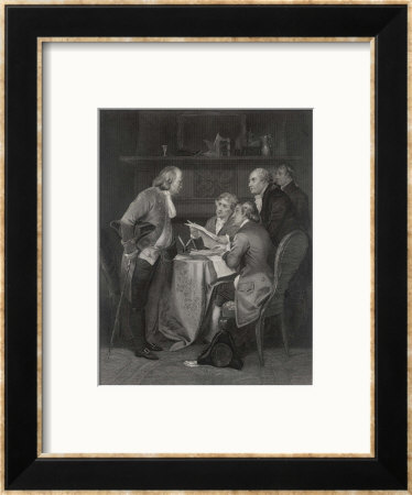 Drafting The Declaration Of Independence, Franklin Jefferson Adams Livingston And Sherman by Alonzo Chappel Pricing Limited Edition Print image