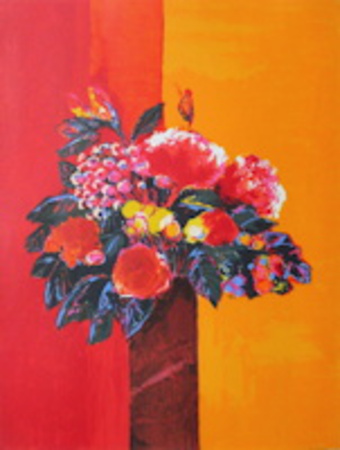 Bouquet Rouge Sur Fond Rouge by Jean-Claude Allenbach Pricing Limited Edition Print image