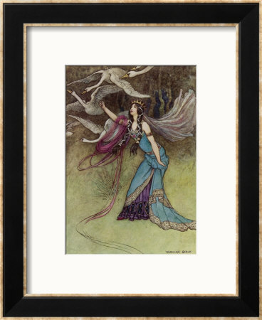 The Queen And The Six Swans by Warwick Goble Pricing Limited Edition Print image