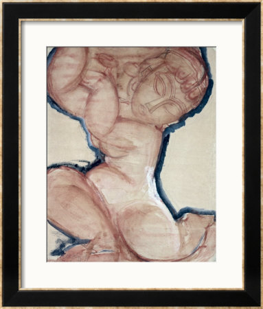 Pink Caryatid With A Blue Border, Circa 1913 by Amedeo Modigliani Pricing Limited Edition Print image