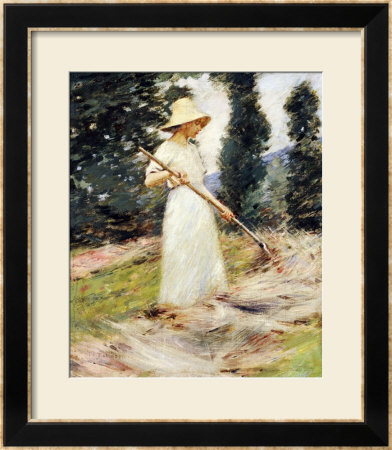 Girl Raking Hay by Theodore Robinson Pricing Limited Edition Print image