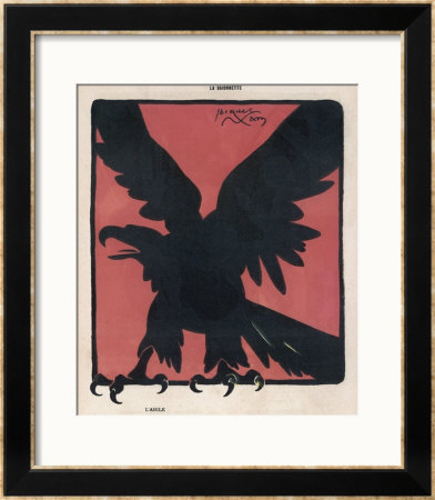 The Black Silhouette Of An Eagle Against A Strong Red Background by Jacques Nam Pricing Limited Edition Print image
