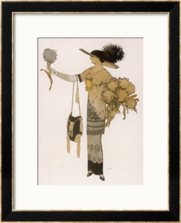 Silhouette Of 1911: High Waisted Tunic Dress With Hobble Skirt And A V-Necked Corsage by J. Gose Pricing Limited Edition Print image
