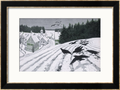 Crows Search For Food In The Snow In Fields On The Outskirts Of A German Village by Walther Georgi Pricing Limited Edition Print image