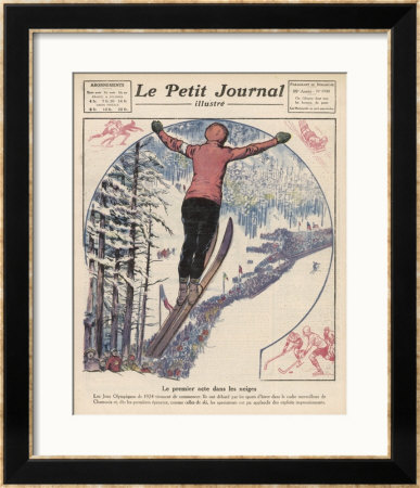 Winter Games At Chamonix: Ski Jumping Ice Hockey And Skating by Andre Galland Pricing Limited Edition Print image