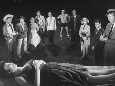 Mystery Play Who Killed Julie Greer? Showing Cast Of Stars Mickey Rooney And Dick Powell by J. R. Eyerman Pricing Limited Edition Print image