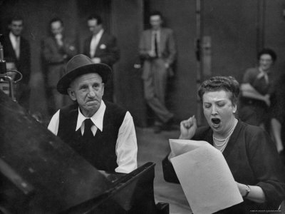 Wagnerian Operatic Soprano Helen Traubel With Comedian Jimmy Durante Sing A Real Piano Player by W. Eugene Smith Pricing Limited Edition Print image