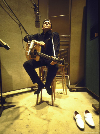 Country/Western Singer Johnny Cash In Recording Studio by Michael Rougier Pricing Limited Edition Print image