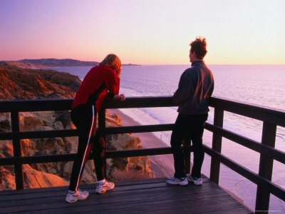 Hikers On Guy Fleming Trail, Torrey Pines State Reserve, San Diego, California by Eddie Brady Pricing Limited Edition Print image