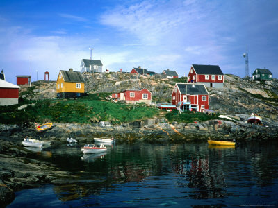 Houses Overlooking The Harbour At Eqalugaarsuit, Greenland by Cornwallis Graeme Pricing Limited Edition Print image