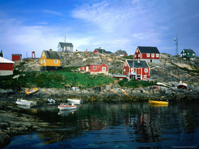 Houses Overlooking The Harbour At Eqalugaarsuit, Greenland by Cornwallis Graeme Pricing Limited Edition Print image