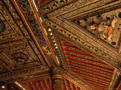 Mosaics On Ceiling Of Wat Phra Kaew Don Tao, Lampang, Thailand by Bill Wassman Pricing Limited Edition Print image