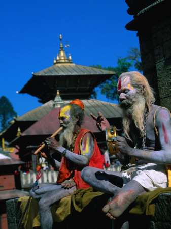 Sadhus Playing Instruments, Pashupatinath, Bagmati, Nepal by Bill Wassman Pricing Limited Edition Print image