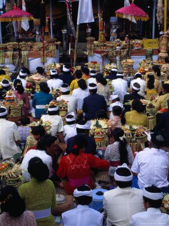 Crowds At Temple Festival, Pura Penataran Sasih In Pejang, Bali, Indonesia by Bill Wassman Pricing Limited Edition Print image