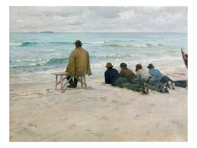 On Watch, 1889 (Oil On Canvas) by Hjalmer Eilif Emanuel Peterssen Pricing Limited Edition Print image