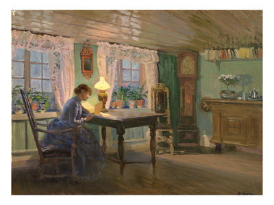 The Blue Living Room At Fleskum, 1899 (Oil On Canvas) by Christian Eriksen Skredsvig Pricing Limited Edition Print image